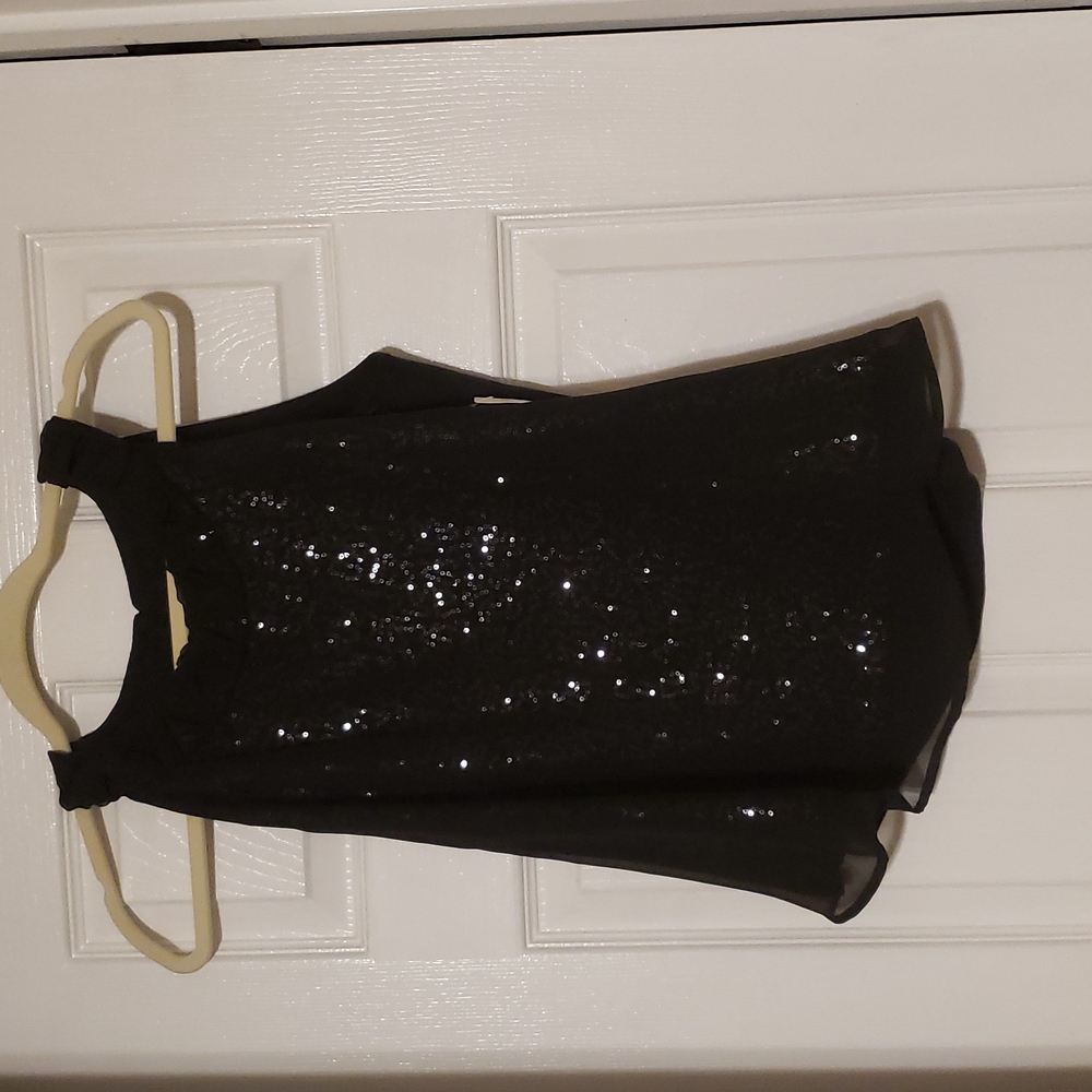 New directions black sequin dress tank top. New with tags. Size petite medium.